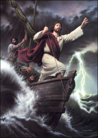 The Lord Jesus calms the troubled Sea
